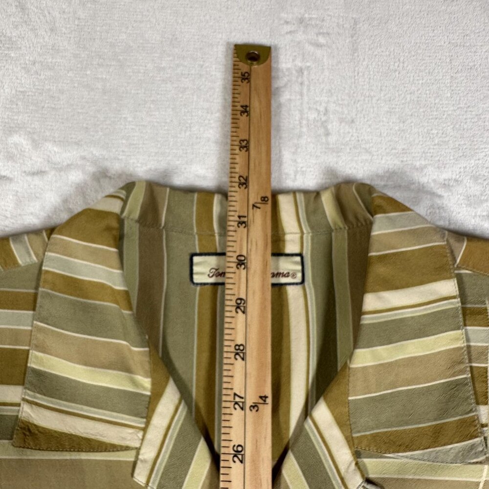 Tommy Bahama Shirt Men Size L Striped Hawaiian Tropical Short Sleeve 100% Silk - Picture 7 of 11